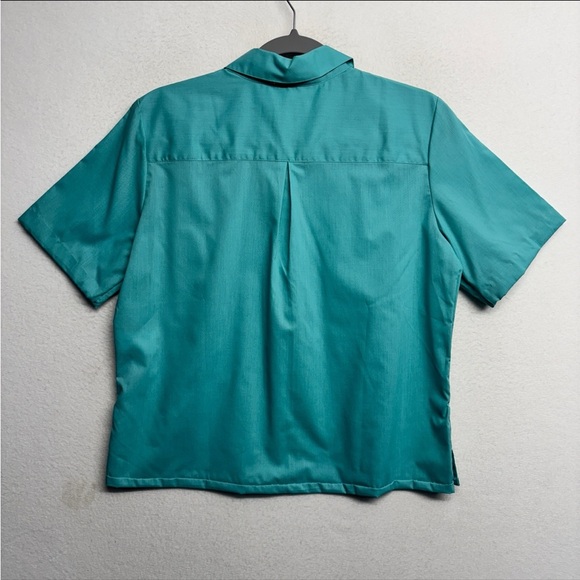 Foxcroft For Appleseeds Button Down Shirt Short Sleeve Blue Green 6 Short Sleeve - Picture 2 of 6